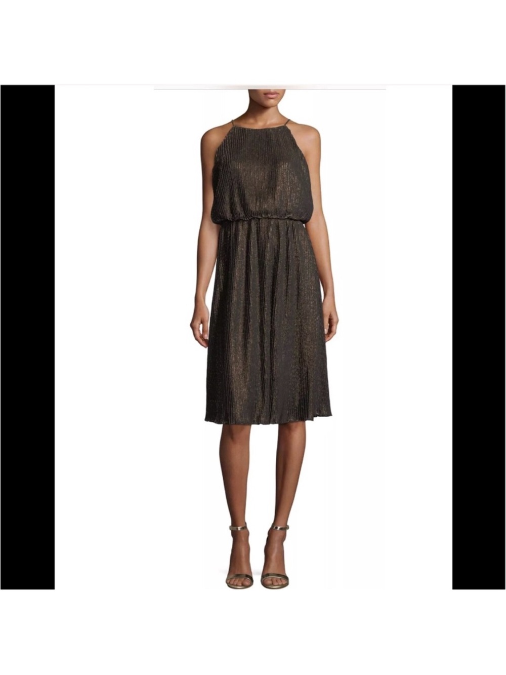 julia jordan Bronze Metallic Halter Midi Dress